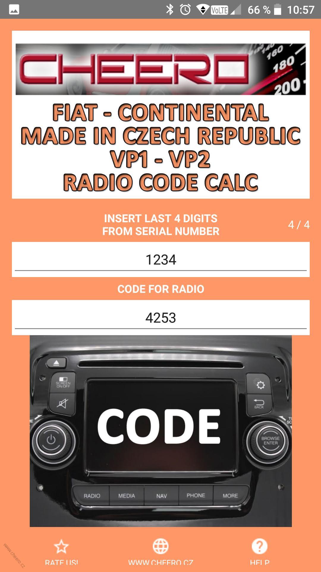 RADIO CODE FOR FIAT ALFA ROMEO CONTINENTAL VP1 VP2 CZECH