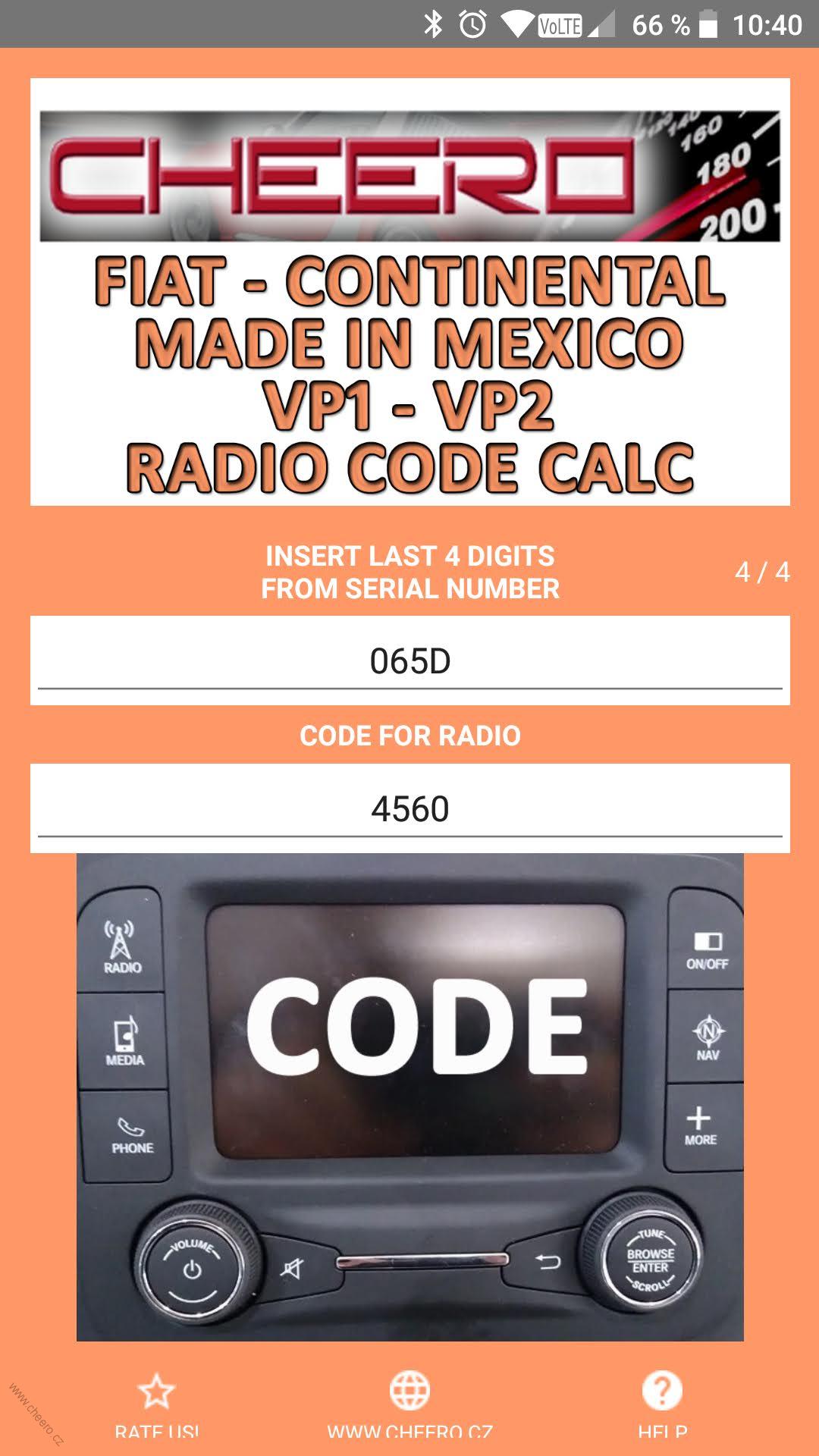 RADIO CODE FOR FIAT ALFA ROMEO JEEP RENEGADE CONTINENTAL VP1 VP2 MEXICO