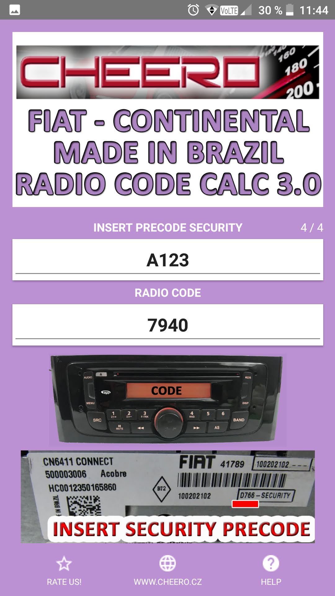 FIAT CONTINENTAL BRAZIL RADIO CODE CALC