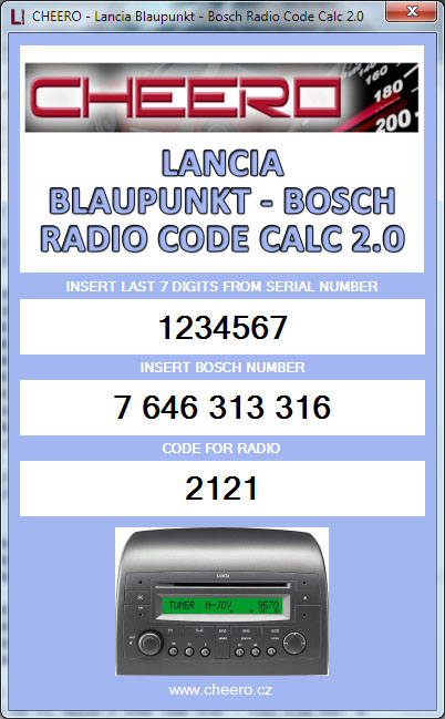 LANCIA BLAUPUNKT BOSCH - RADIO CODE CALC