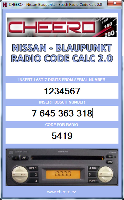 NISSAN BLAUPUNKT MICRA NOTE - RADIO CODE CALC